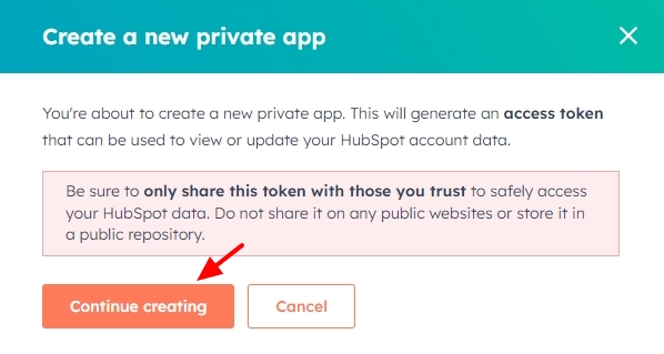Hubspot Private App Continue Creating.jpg