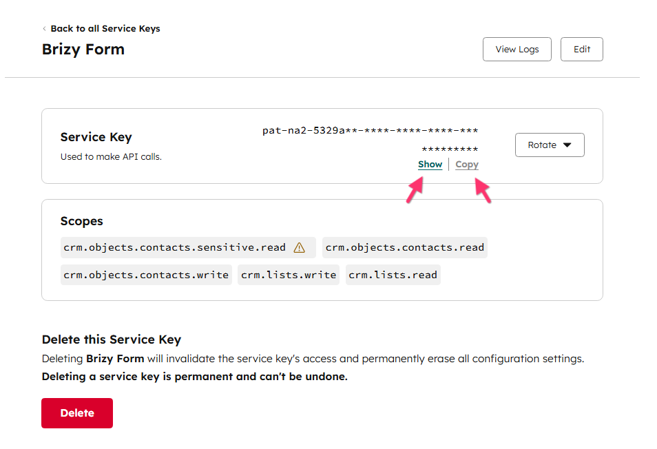 HubSpot Service Key created.png