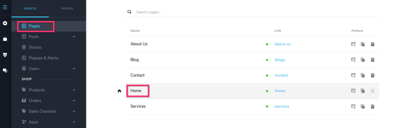 Structured data click on the page name.png